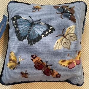 NWT Colonial Williamsburg Butterfly Needlepoint Pillow